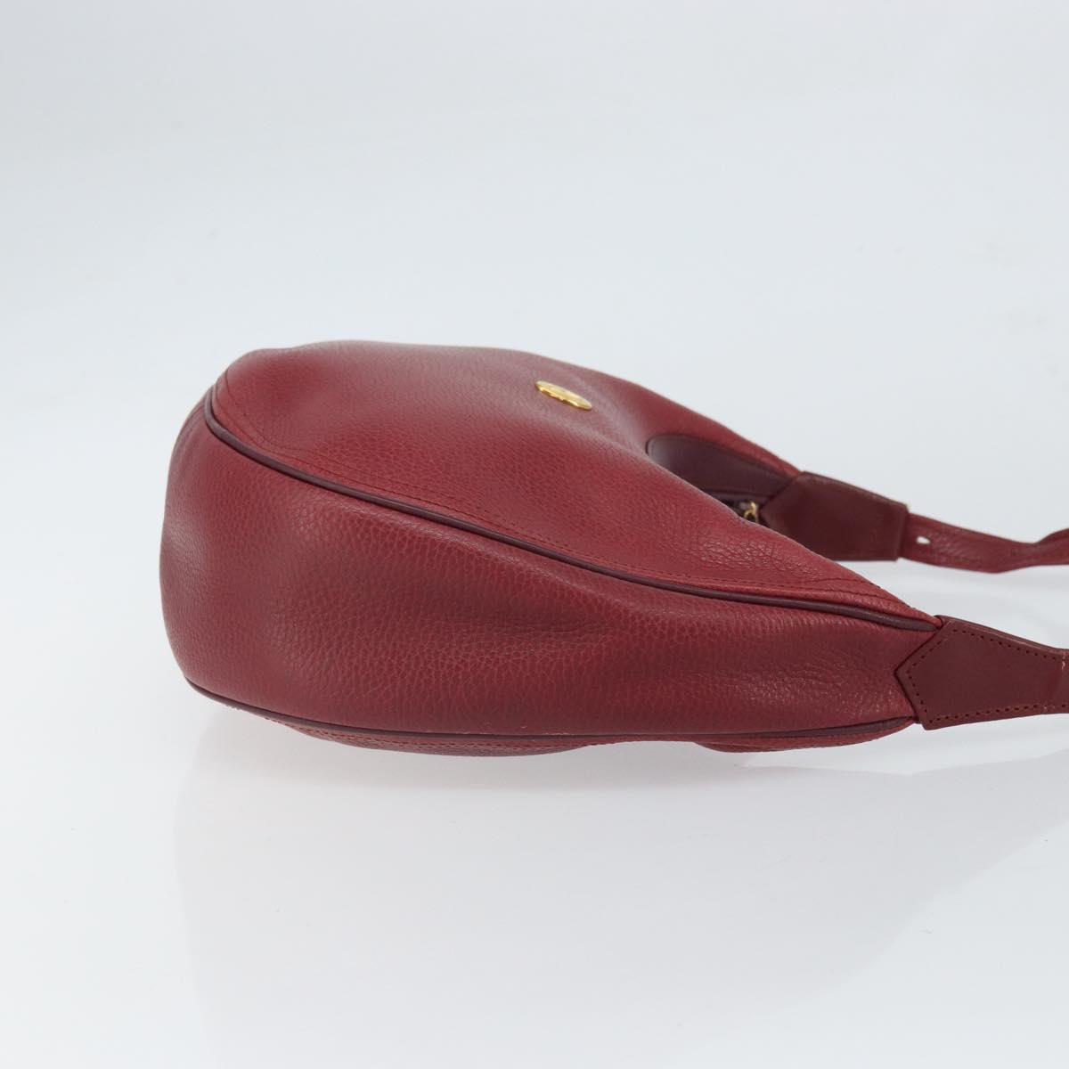 CARTIER Must Line Shoulder Bag Leather Bordeaux Gold Auth bs32408