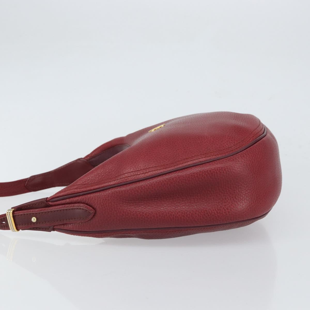 CARTIER Must Line Shoulder Bag Leather Bordeaux Gold Auth bs32408