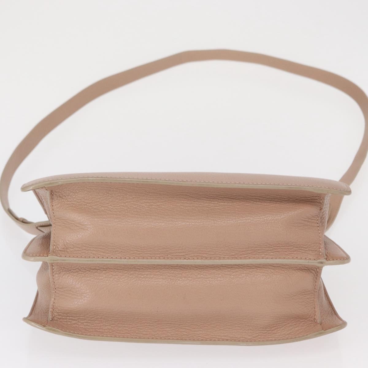 Jimmy Choo Hand Bag Leather 2way Beige Silver Auth bs32410