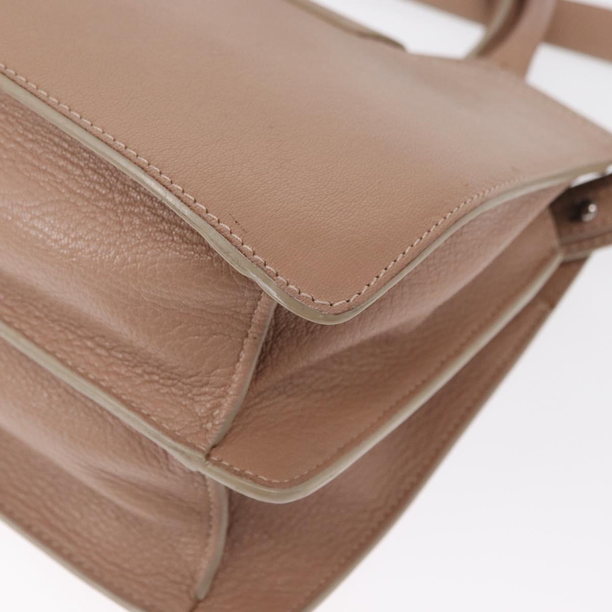 Jimmy Choo Hand Bag Leather 2way Beige Silver Auth bs32410