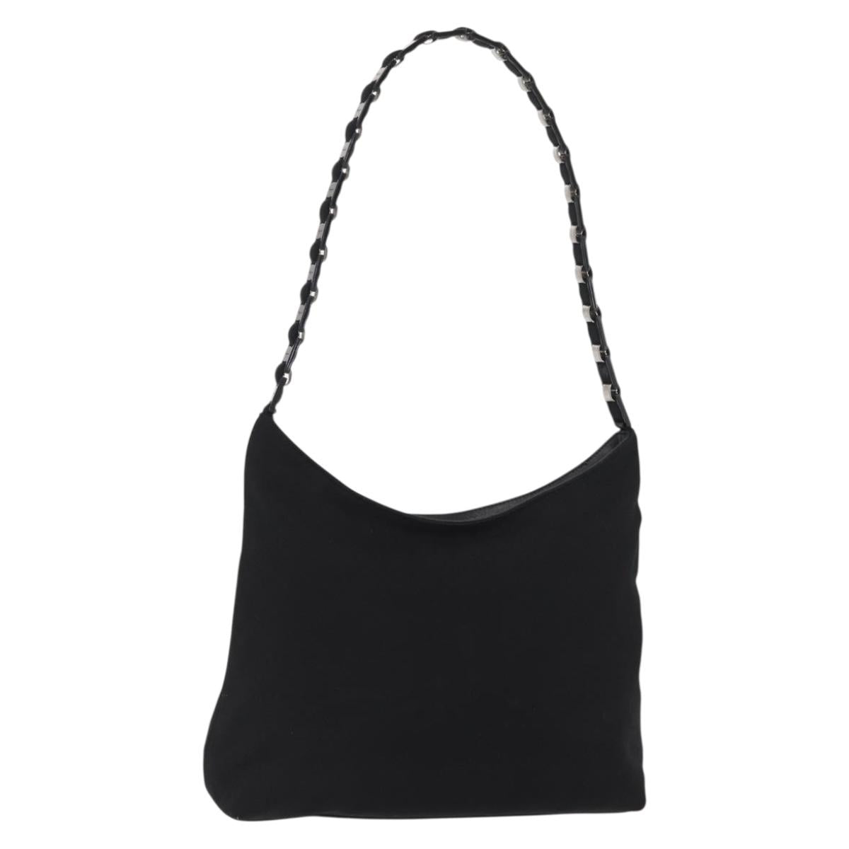 Salvatore Ferragamo Shoulder Bag Canvas Black Silver Auth bs32411