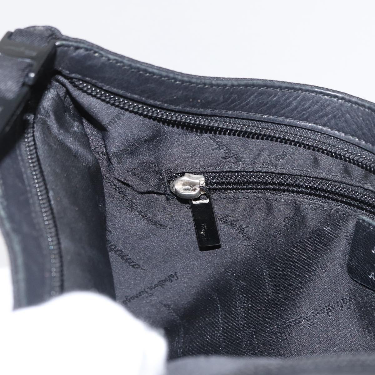 Salvatore Ferragamo Shoulder Bag Canvas Black Silver Auth bs32411