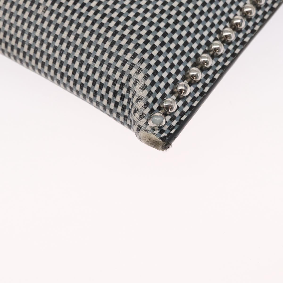 FENDI KARLITO Clutch Bag Leather Black Silver Auth bs32412