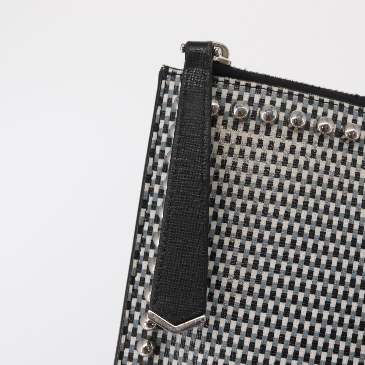 FENDI KARLITO Clutch Bag Leather Black Silver Auth bs32412