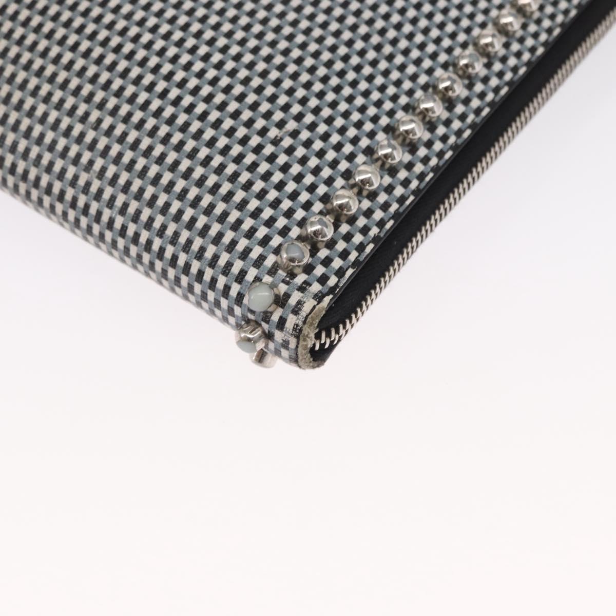 FENDI KARLITO Clutch Bag Leather Black Silver Auth bs32412