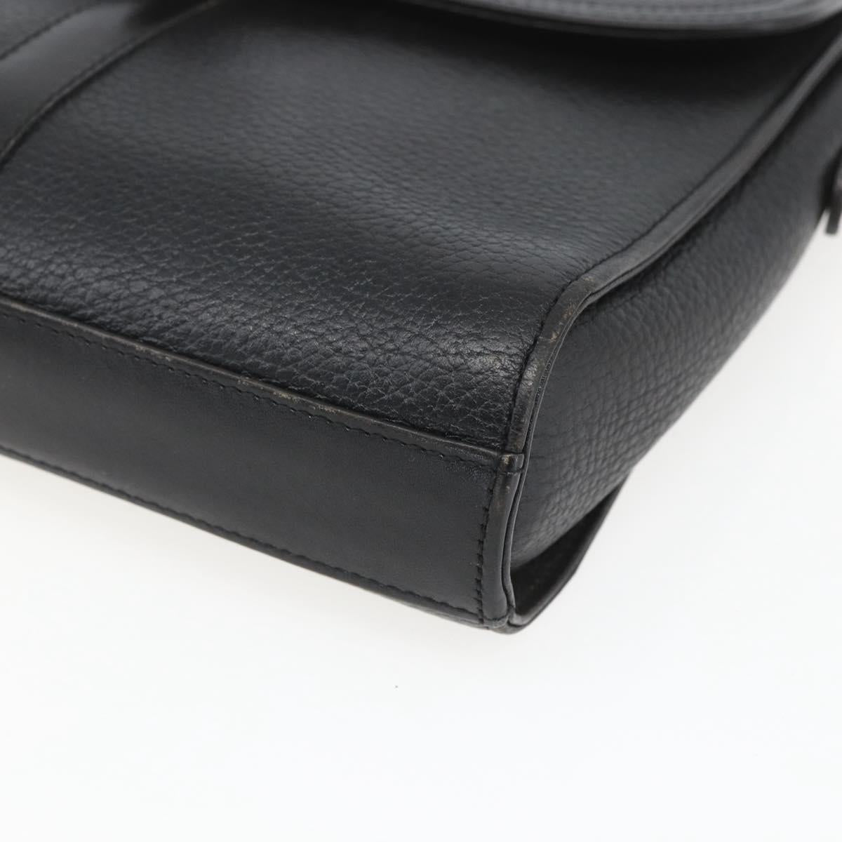 Burberrys Shoulder Bag Leather Black Gold Auth bs32413