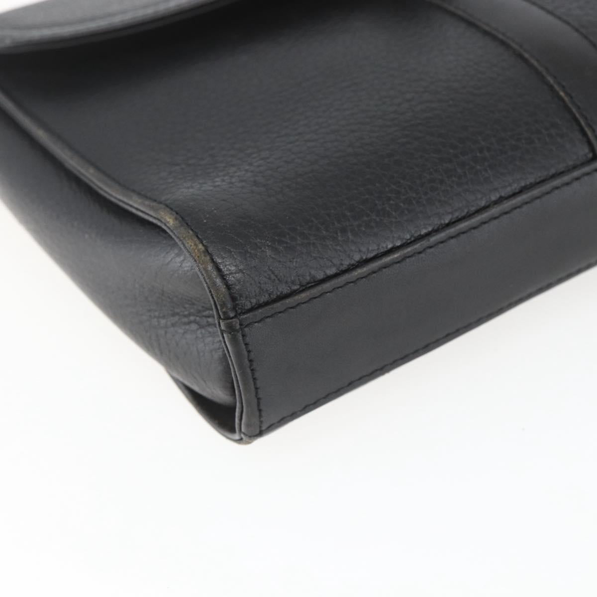 Burberrys Shoulder Bag Leather Black Gold Auth bs32413