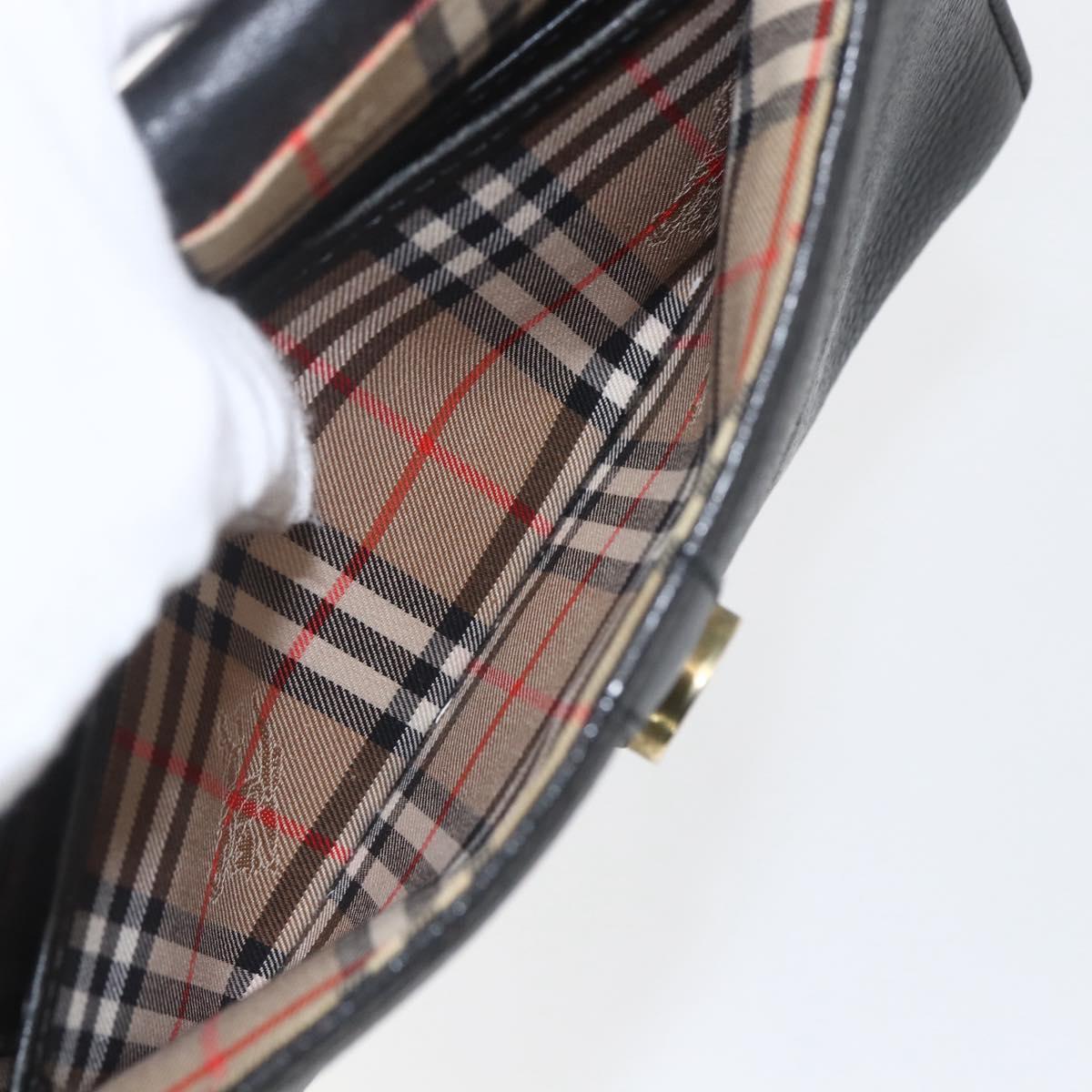 Burberrys Shoulder Bag Leather Black Gold Auth bs32413