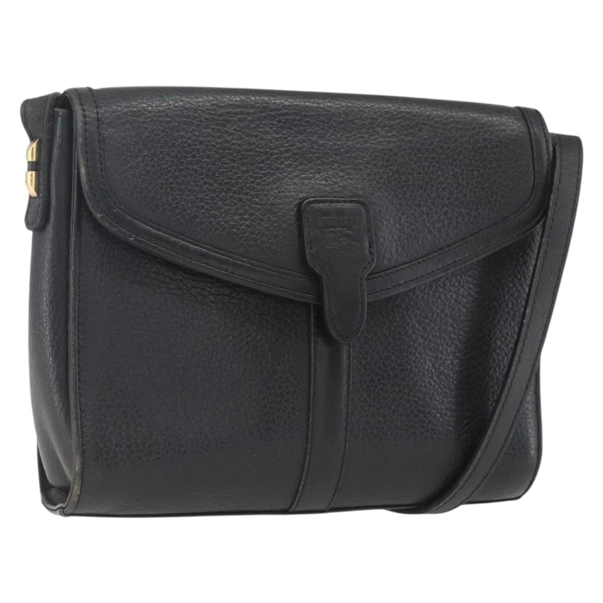 Burberrys Shoulder Bag Leather Black Gold Auth bs32413