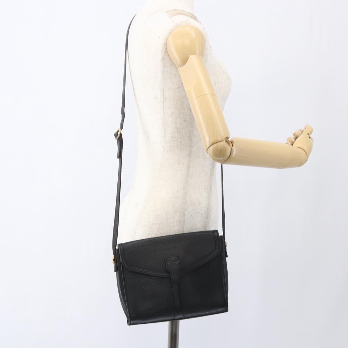 Burberrys Shoulder Bag Leather Black Gold Auth bs32413