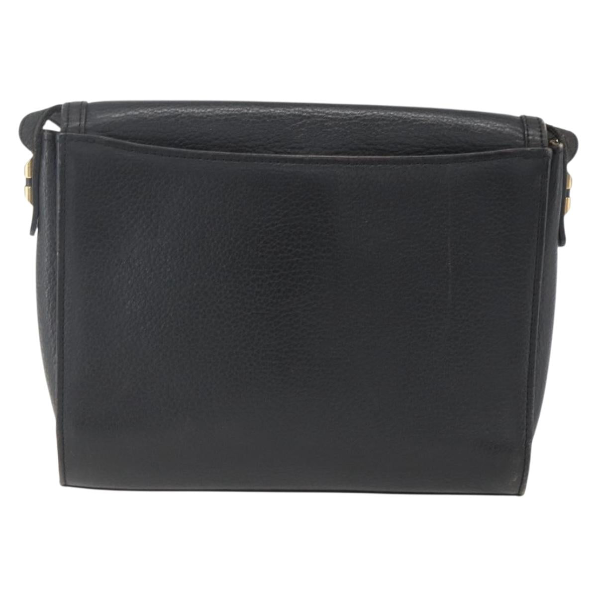 Burberrys Shoulder Bag Leather Black Gold Auth bs32413