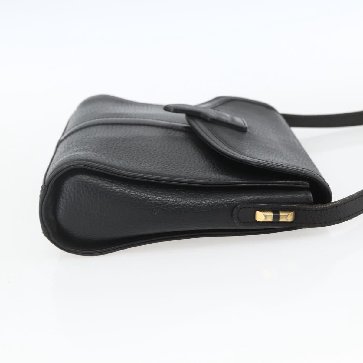 Burberrys Shoulder Bag Leather Black Gold Auth bs32413