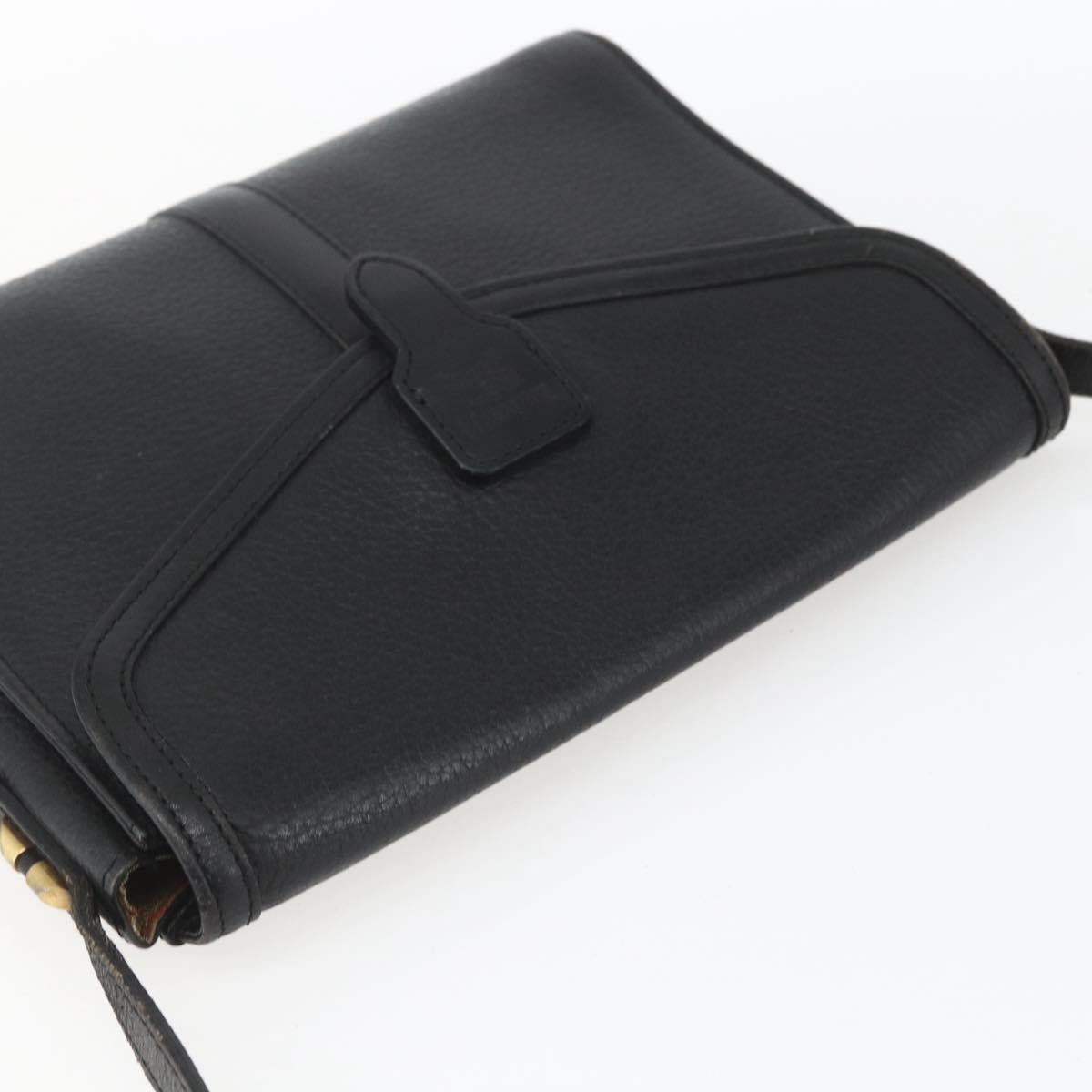 Burberrys Shoulder Bag Leather Black Gold Auth bs32413