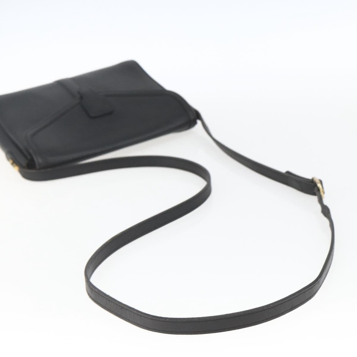Burberrys Shoulder Bag Leather Black Gold Auth bs32413