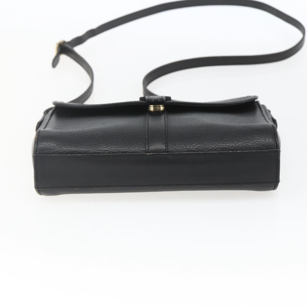 Burberrys Shoulder Bag Leather Black Gold Auth bs32413