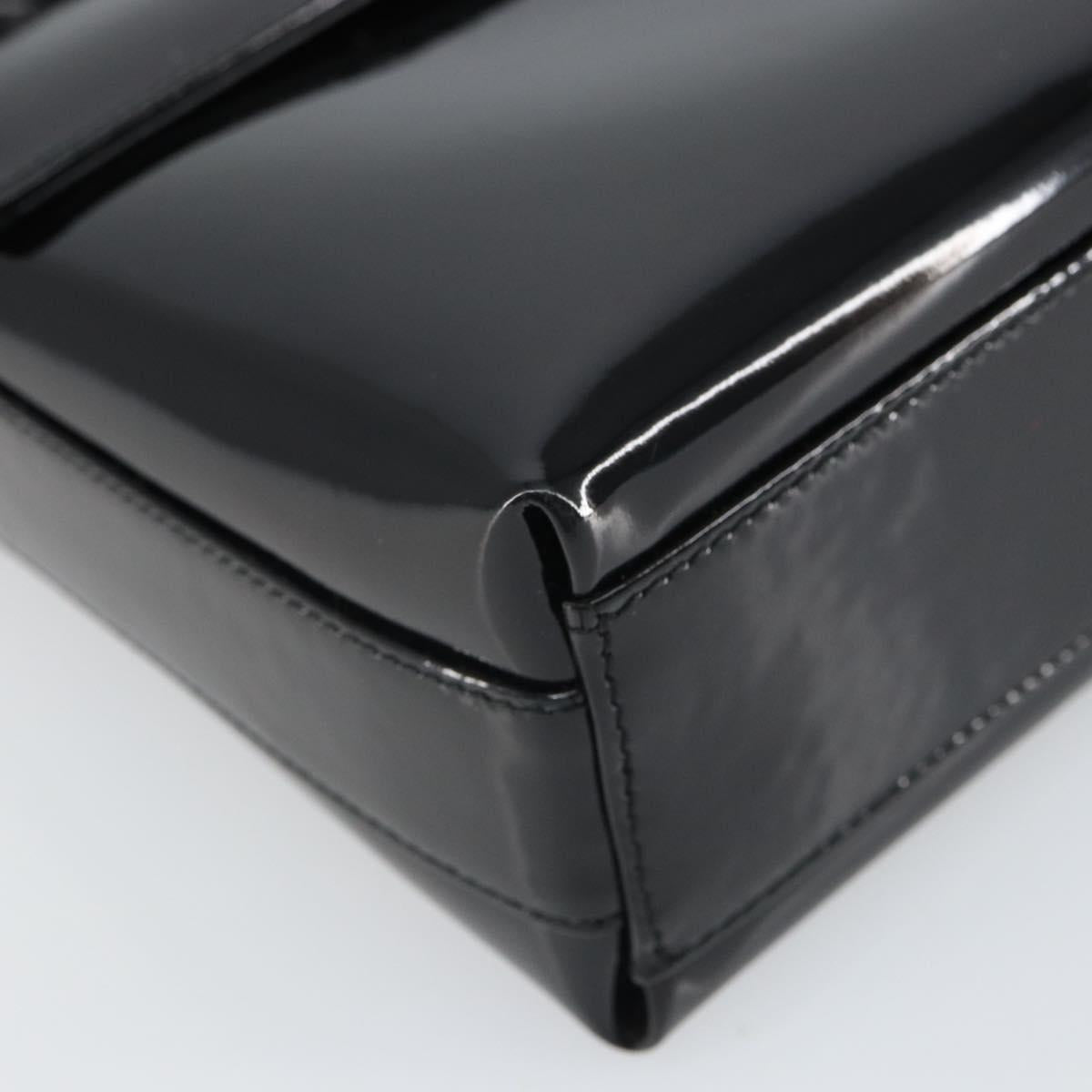 Salvatore Ferragamo Shoulder Bag Patent leather Black Silver Auth bs32415