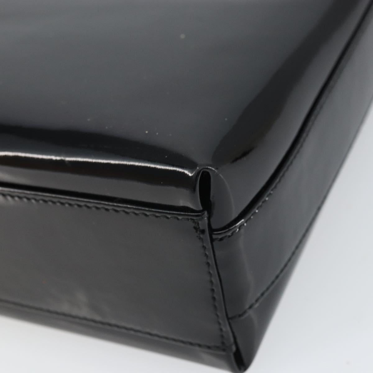 Salvatore Ferragamo Shoulder Bag Patent leather Black Silver Auth bs32415