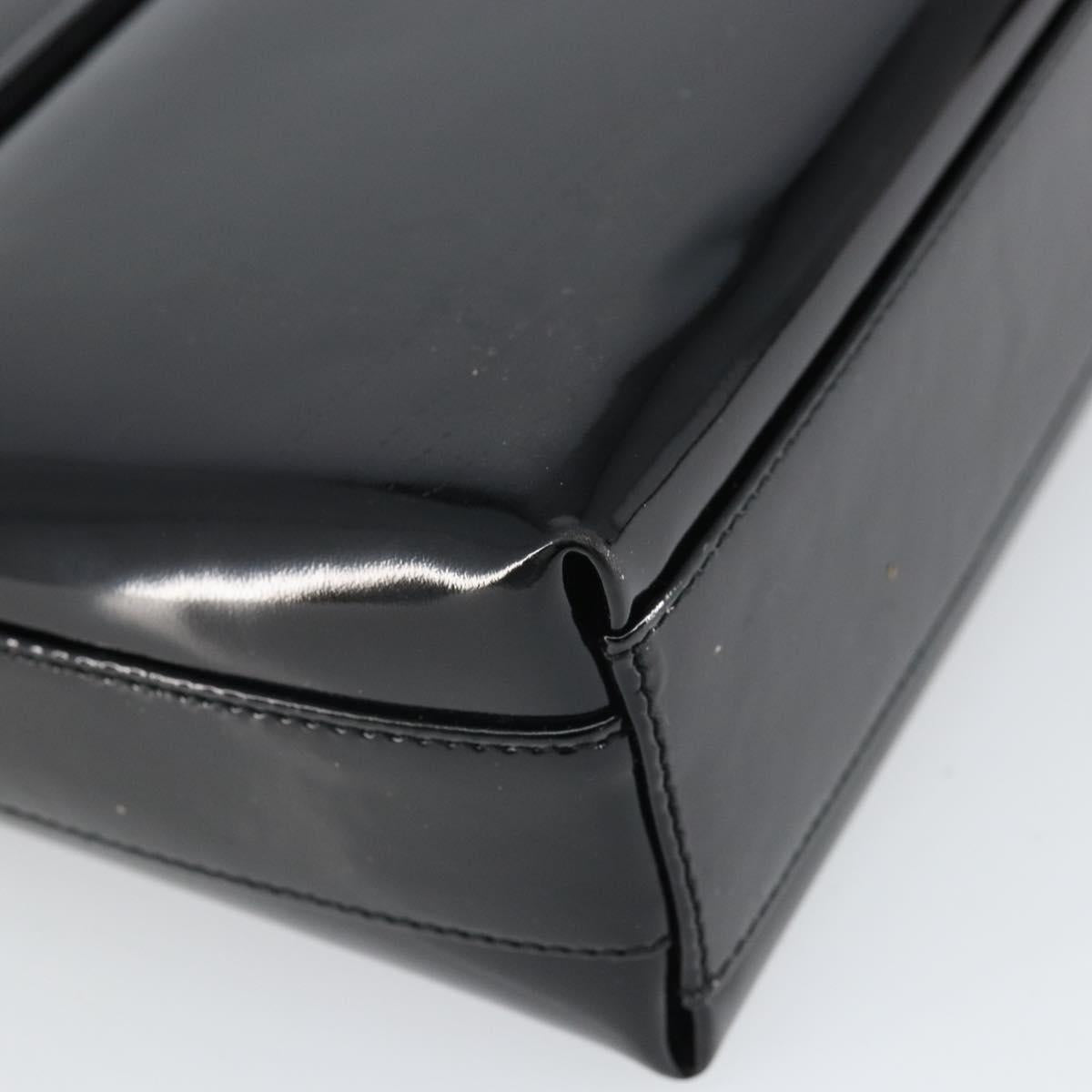 Salvatore Ferragamo Shoulder Bag Patent leather Black Silver Auth bs32415