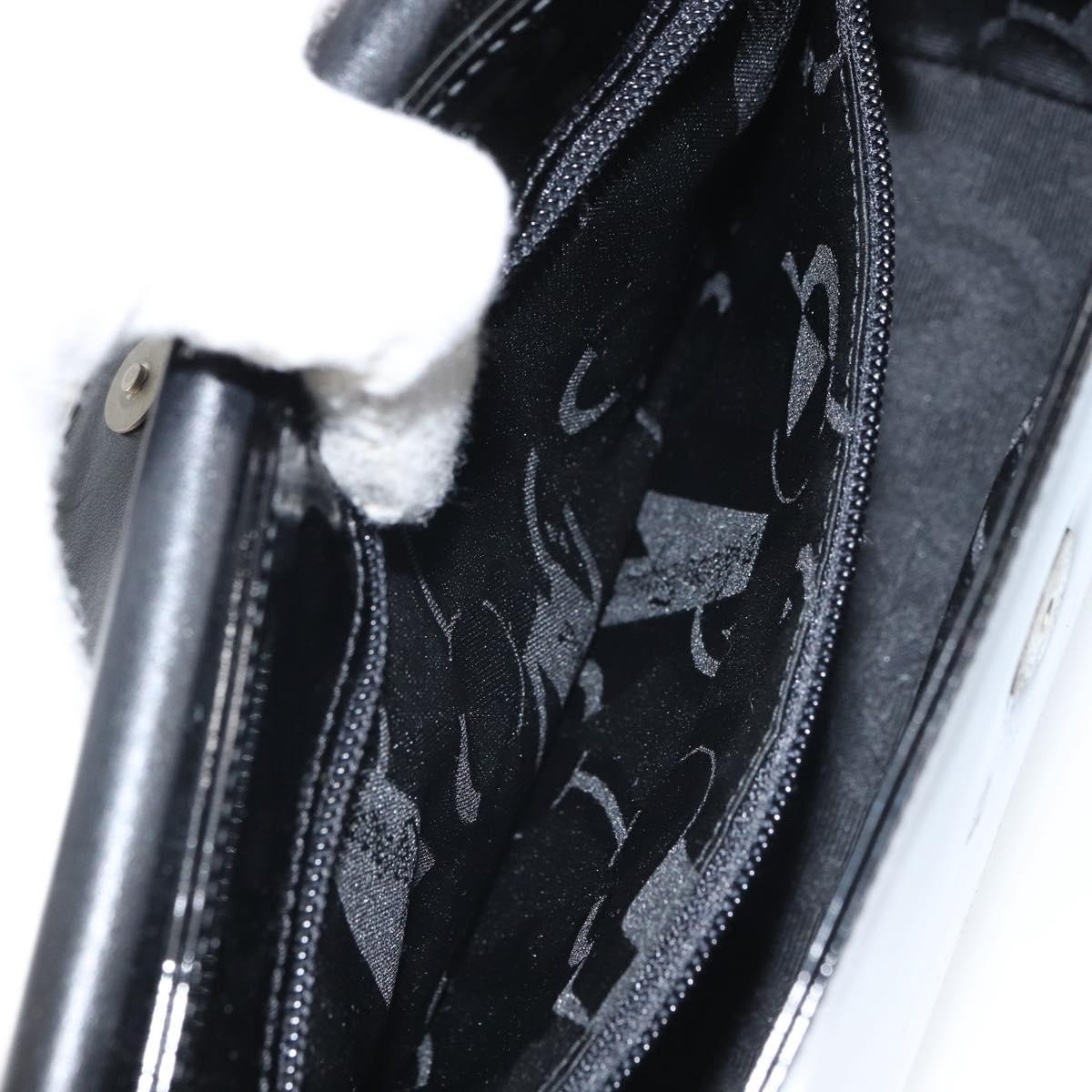 Salvatore Ferragamo Shoulder Bag Patent leather Black Silver Auth bs32415