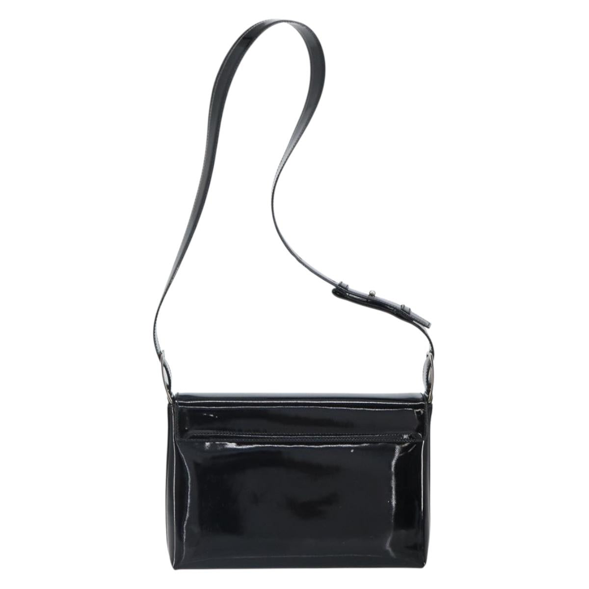 Salvatore Ferragamo Shoulder Bag Patent leather Black Silver Auth bs32415