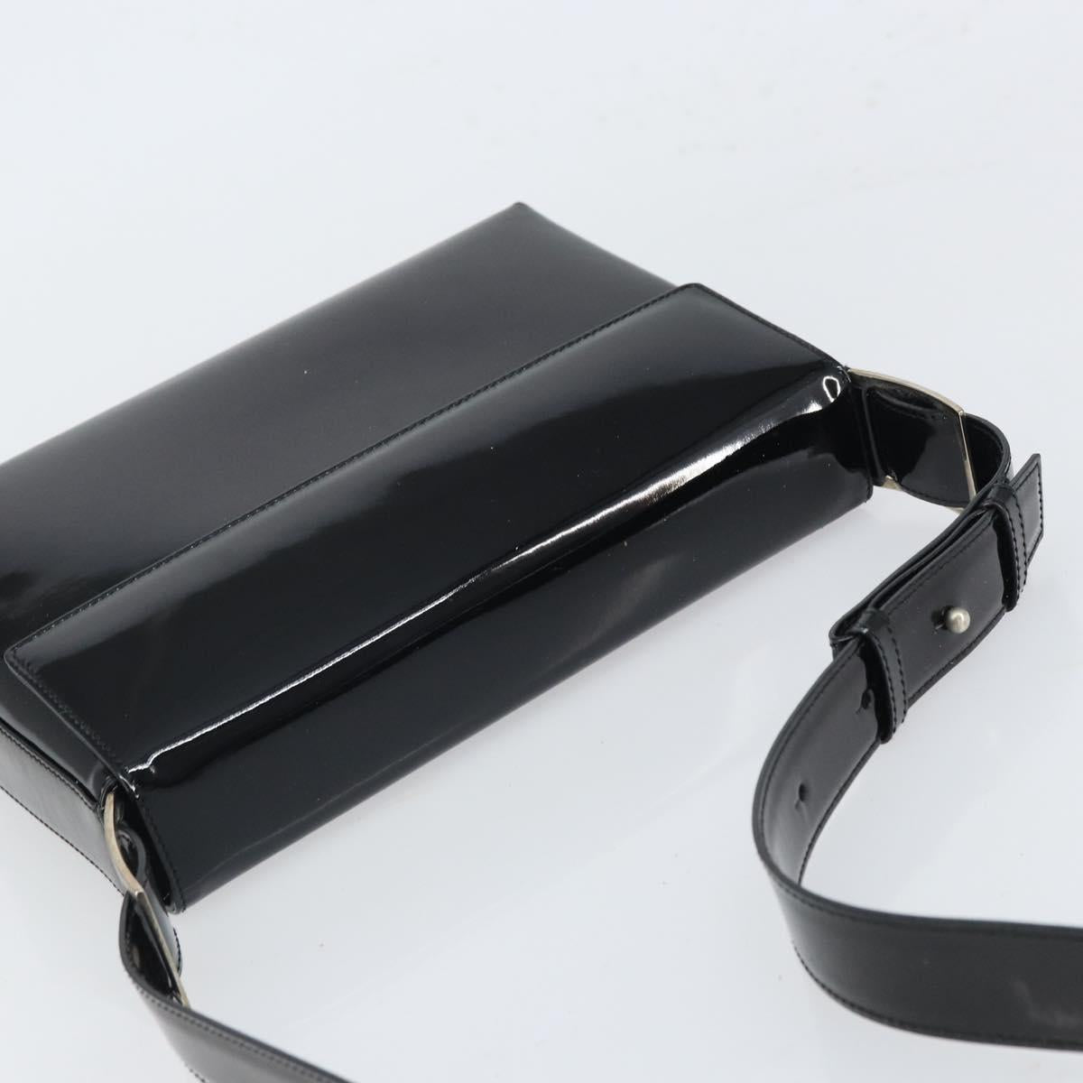Salvatore Ferragamo Shoulder Bag Patent leather Black Silver Auth bs32415