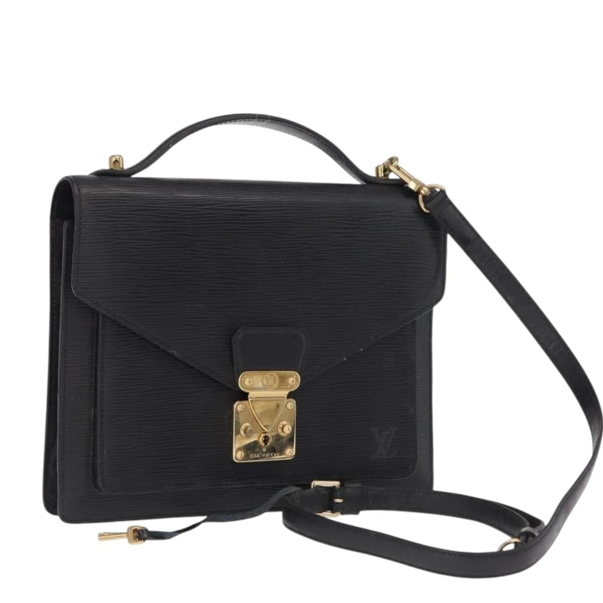 LOUIS VUITTON Epi Monceau 28 Hand Bag Black M52122 LV Auth bs32421