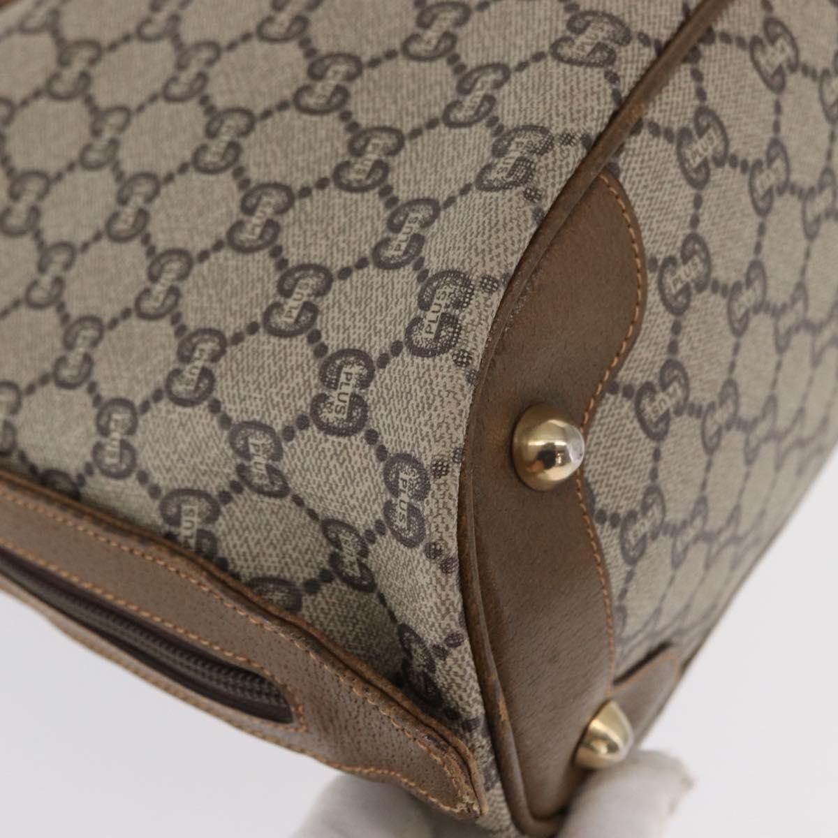 GUCCI GG Plus Supreme Hand Bag PVC Beige Gold Auth bs32428