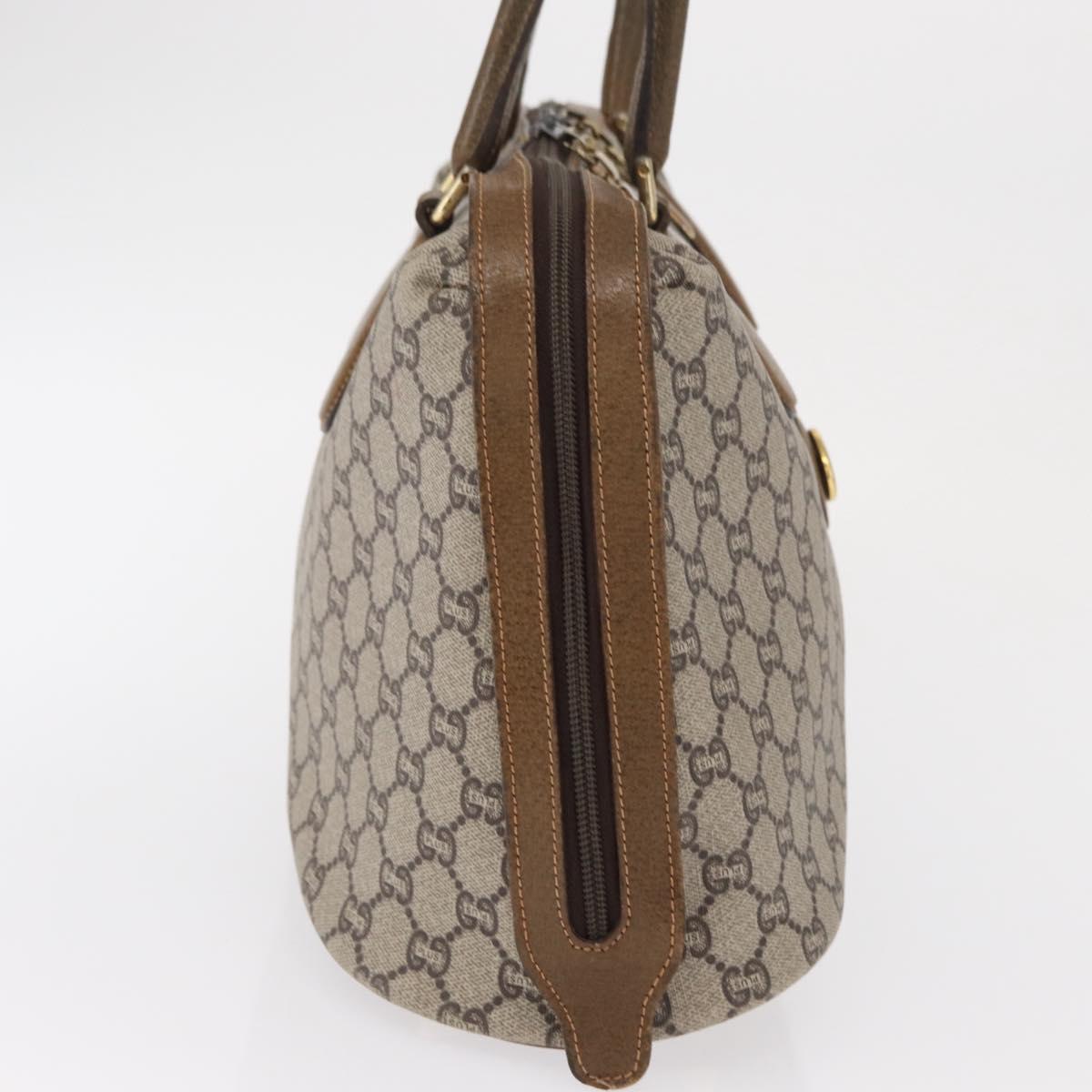 GUCCI GG Plus Supreme Hand Bag PVC Beige Gold Auth bs32428