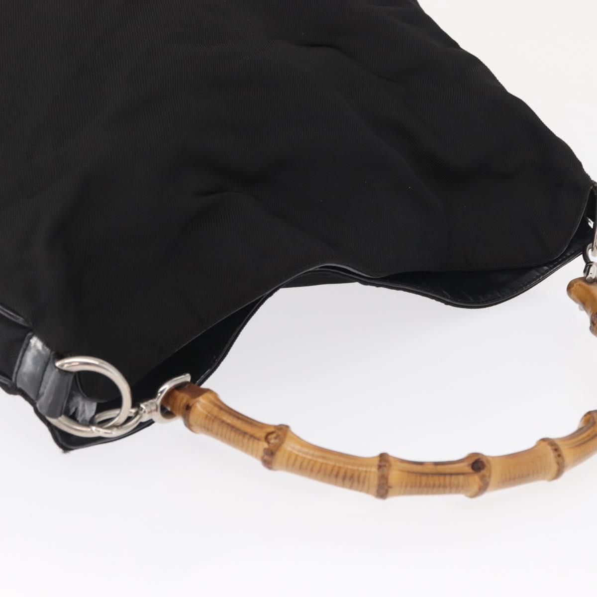 GUCCI Bamboo Hand Bag Nylon 2way Black Gold 001 2058 1577 5 Auth bs32430