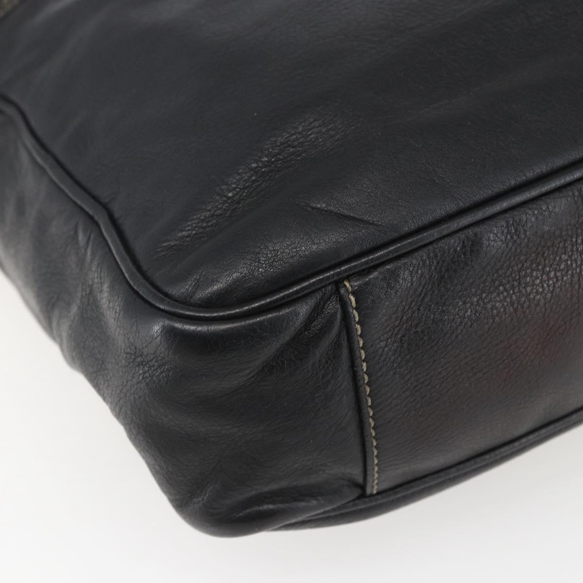 GUCCI Shoulder Bag Leather Black Silver 201451 Auth bs32431