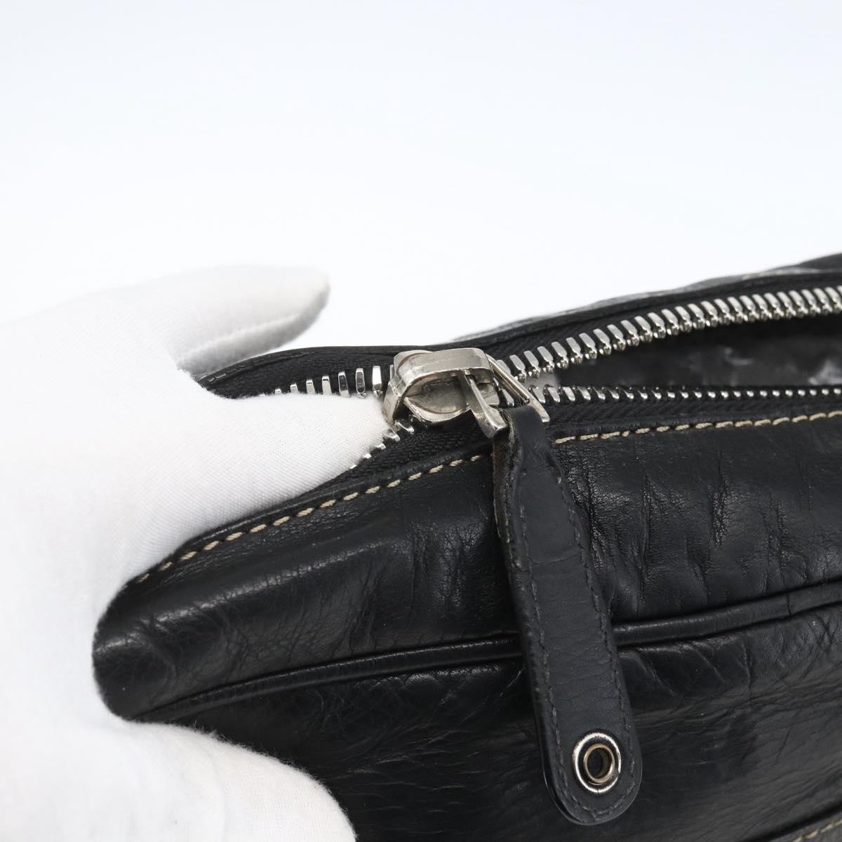 GUCCI Shoulder Bag Leather Black Silver 201451 Auth bs32431