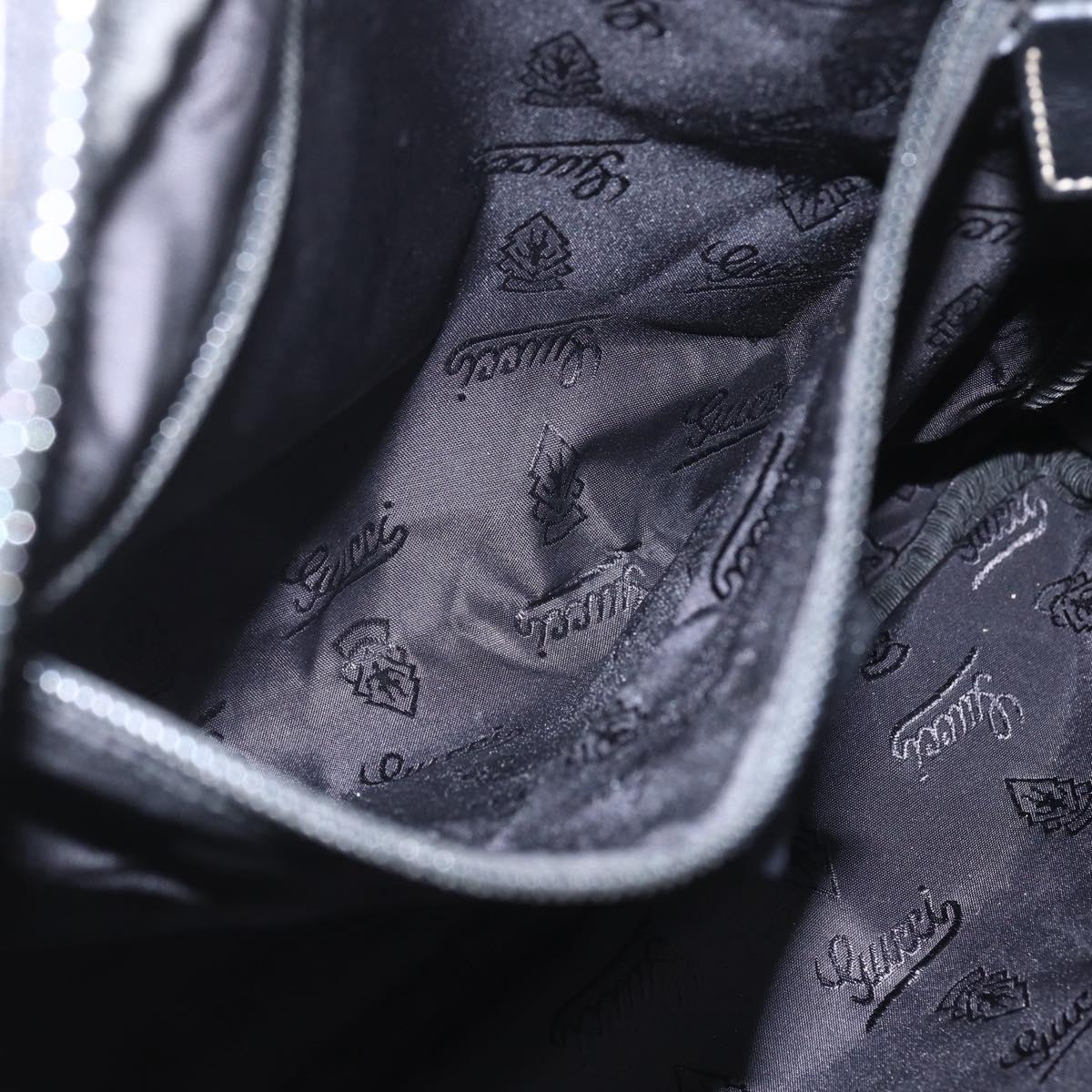 GUCCI Shoulder Bag Leather Black Silver 201451 Auth bs32431