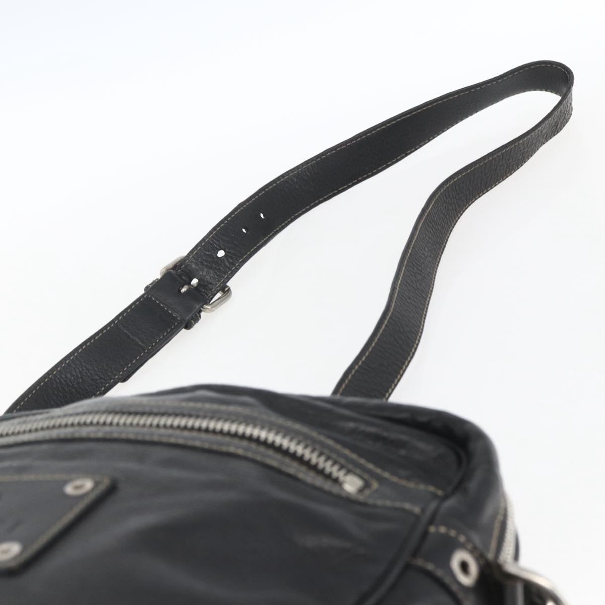 GUCCI Shoulder Bag Leather Black Silver 201451 Auth bs32431