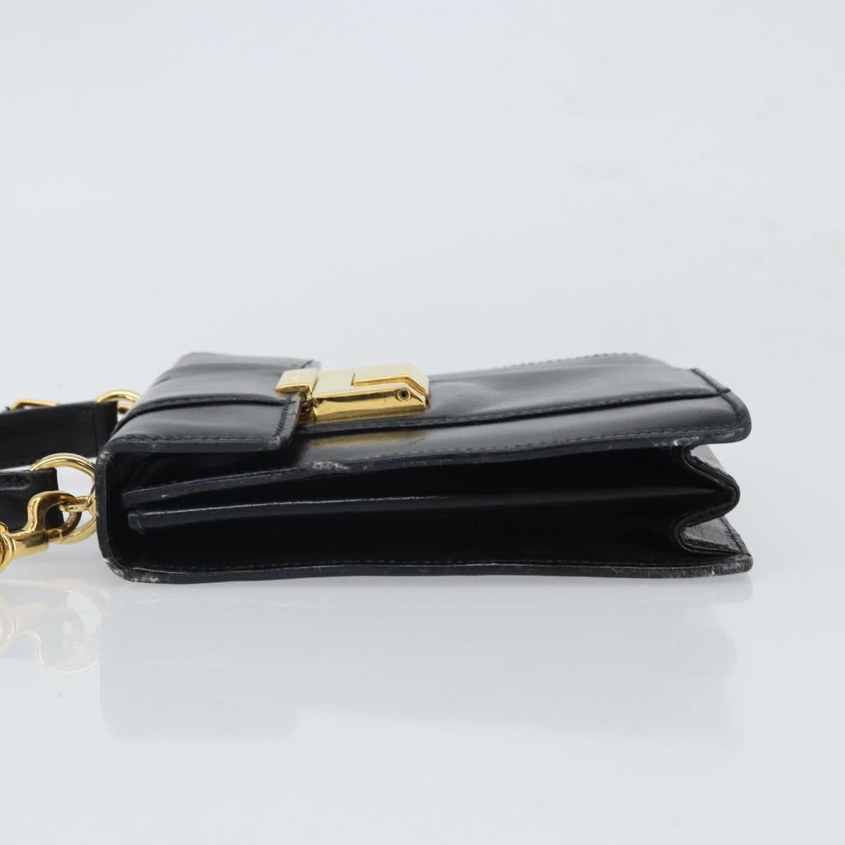 GUCCI Bamboo Hand Bag Leather 2way Black Gold 001 2058 1638 0 Auth bs32435