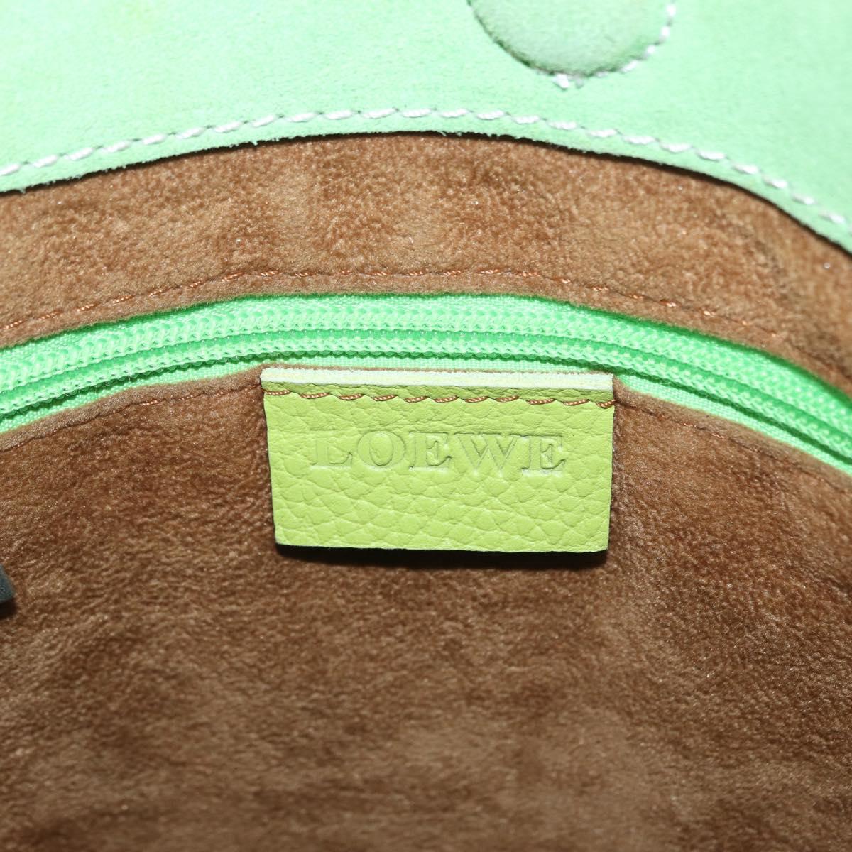 LOEWE Hand Bag Suede Green Silver Auth bs32439