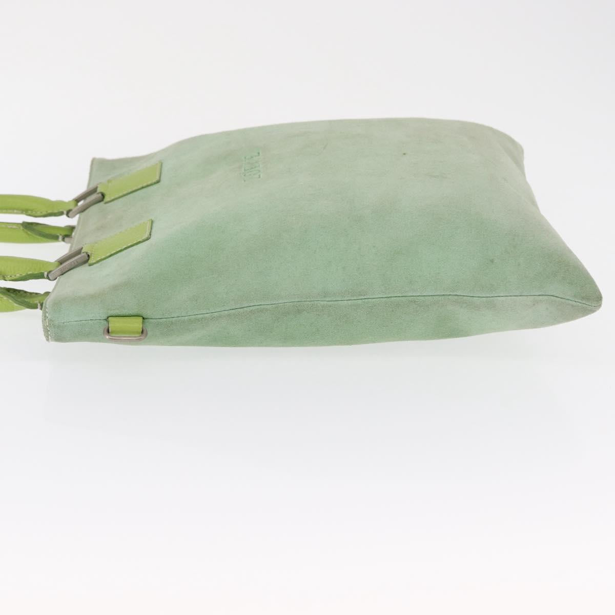 LOEWE Hand Bag Suede Green Silver Auth bs32439