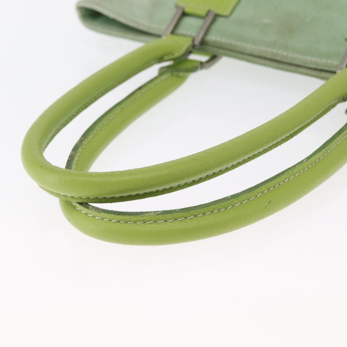 LOEWE Hand Bag Suede Green Silver Auth bs32439