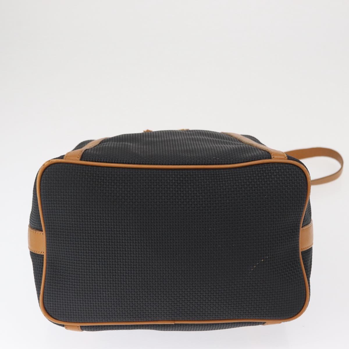 SAINT LAURENT Shoulder Bag Coated Canvas Black Gold Auth bs32440