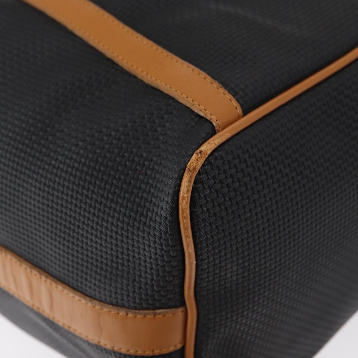 SAINT LAURENT Shoulder Bag Coated Canvas Black Gold Auth bs32440