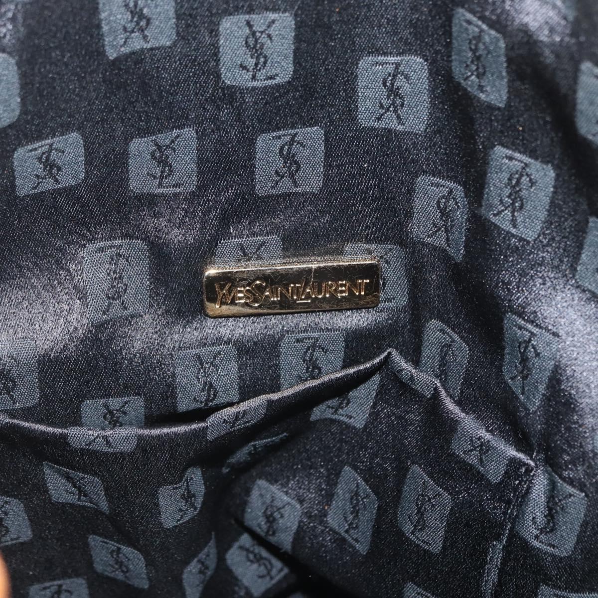 SAINT LAURENT Shoulder Bag Coated Canvas Black Gold Auth bs32440