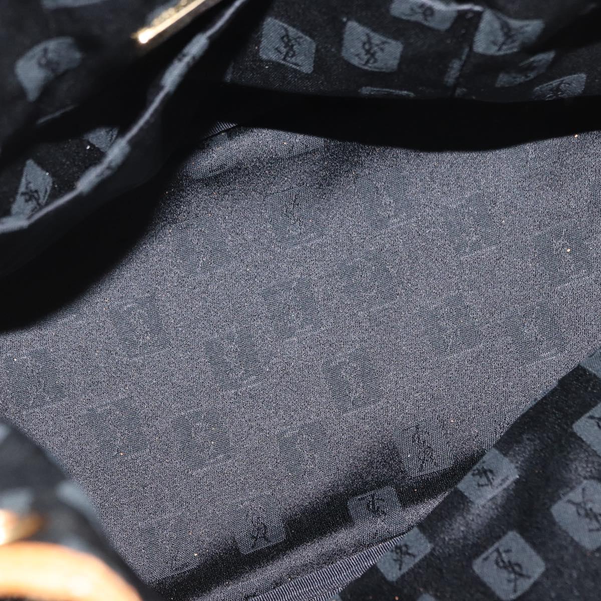 SAINT LAURENT Shoulder Bag Coated Canvas Black Gold Auth bs32440