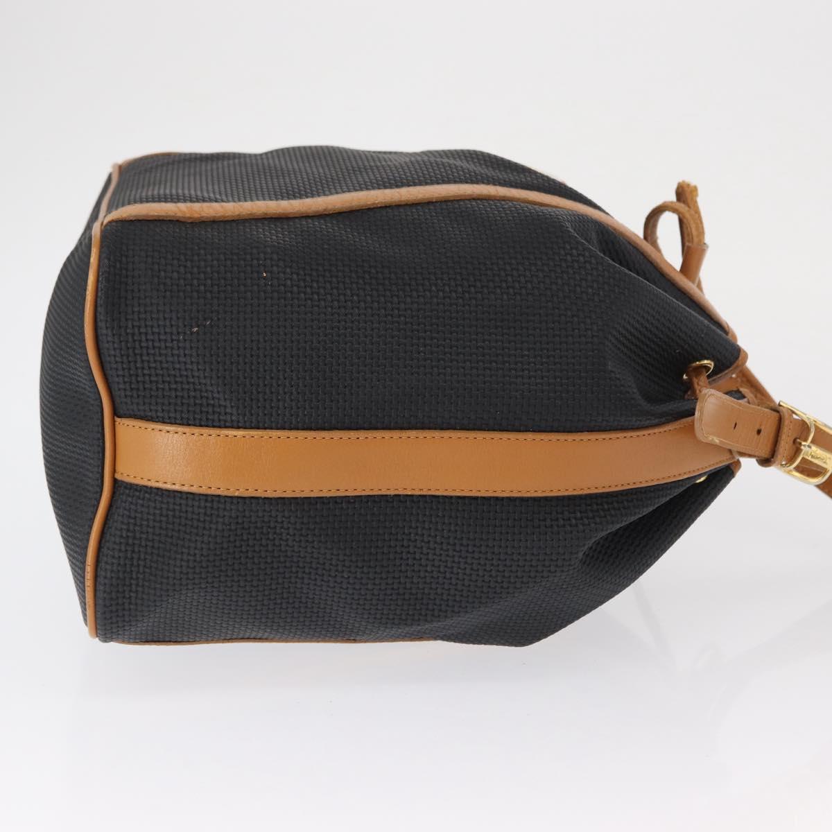 SAINT LAURENT Shoulder Bag Coated Canvas Black Gold Auth bs32440