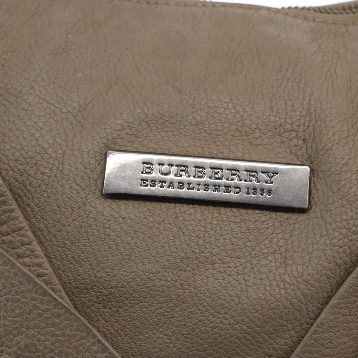 BURBERRY Shoulder Bag Leather Brown Silver Auth bs32445