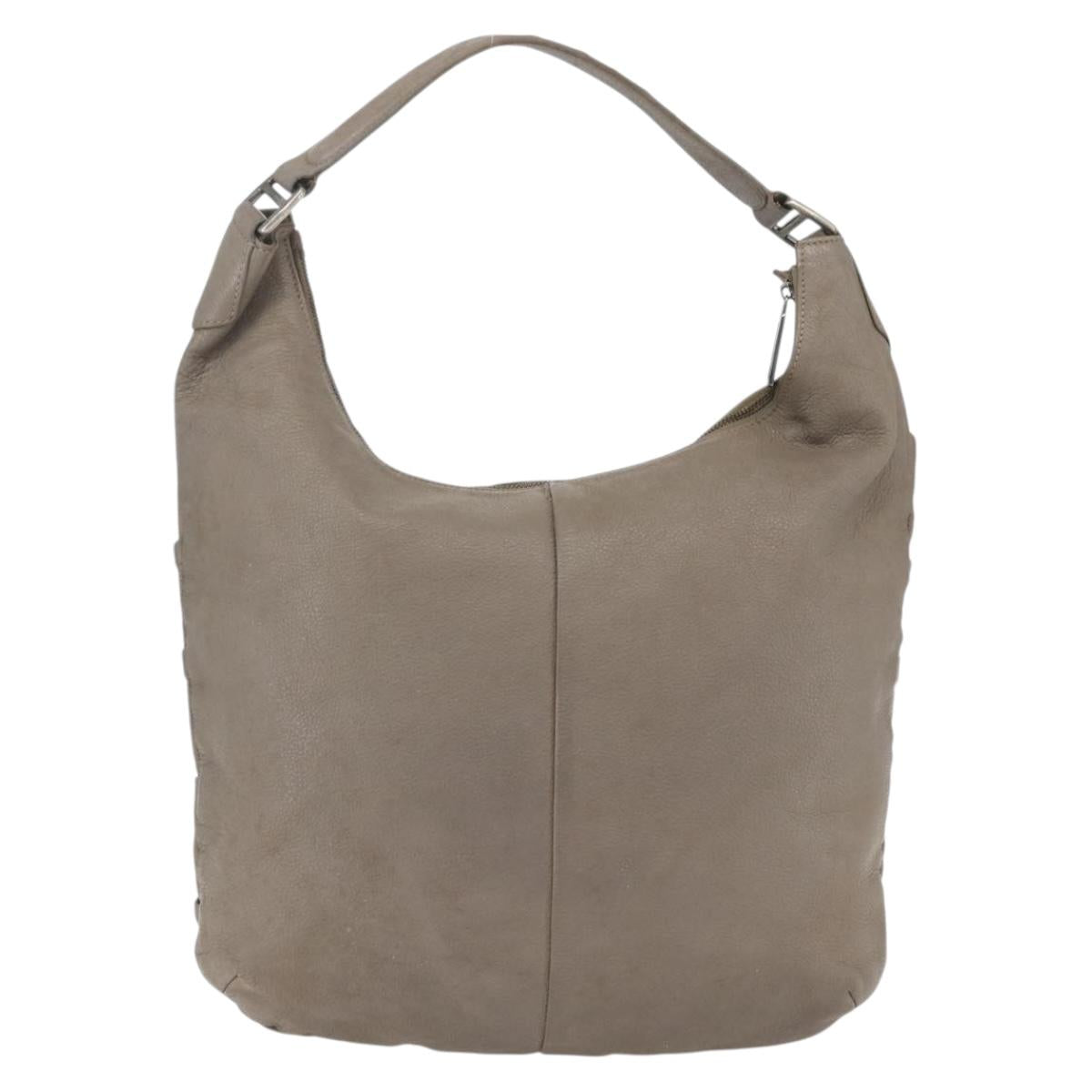 BURBERRY Shoulder Bag Leather Brown Silver Auth bs32445