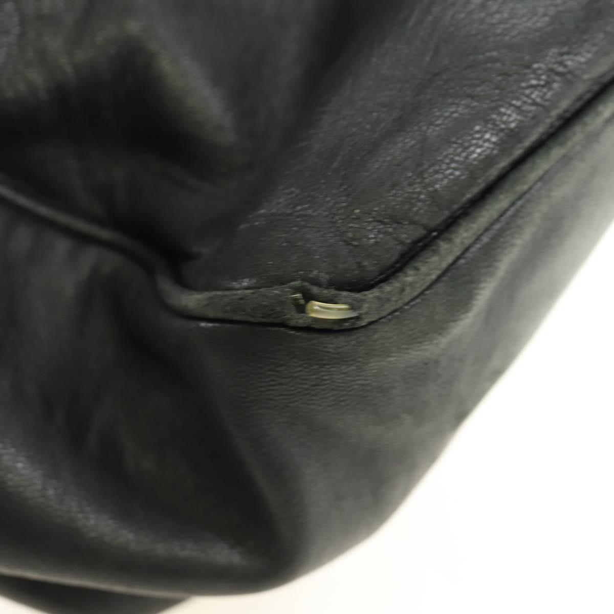 LOEWE Shoulder Bag Leather Black Gold Auth bs32447