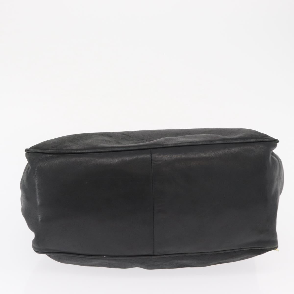 LOEWE Shoulder Bag Leather Black Gold Auth bs32447