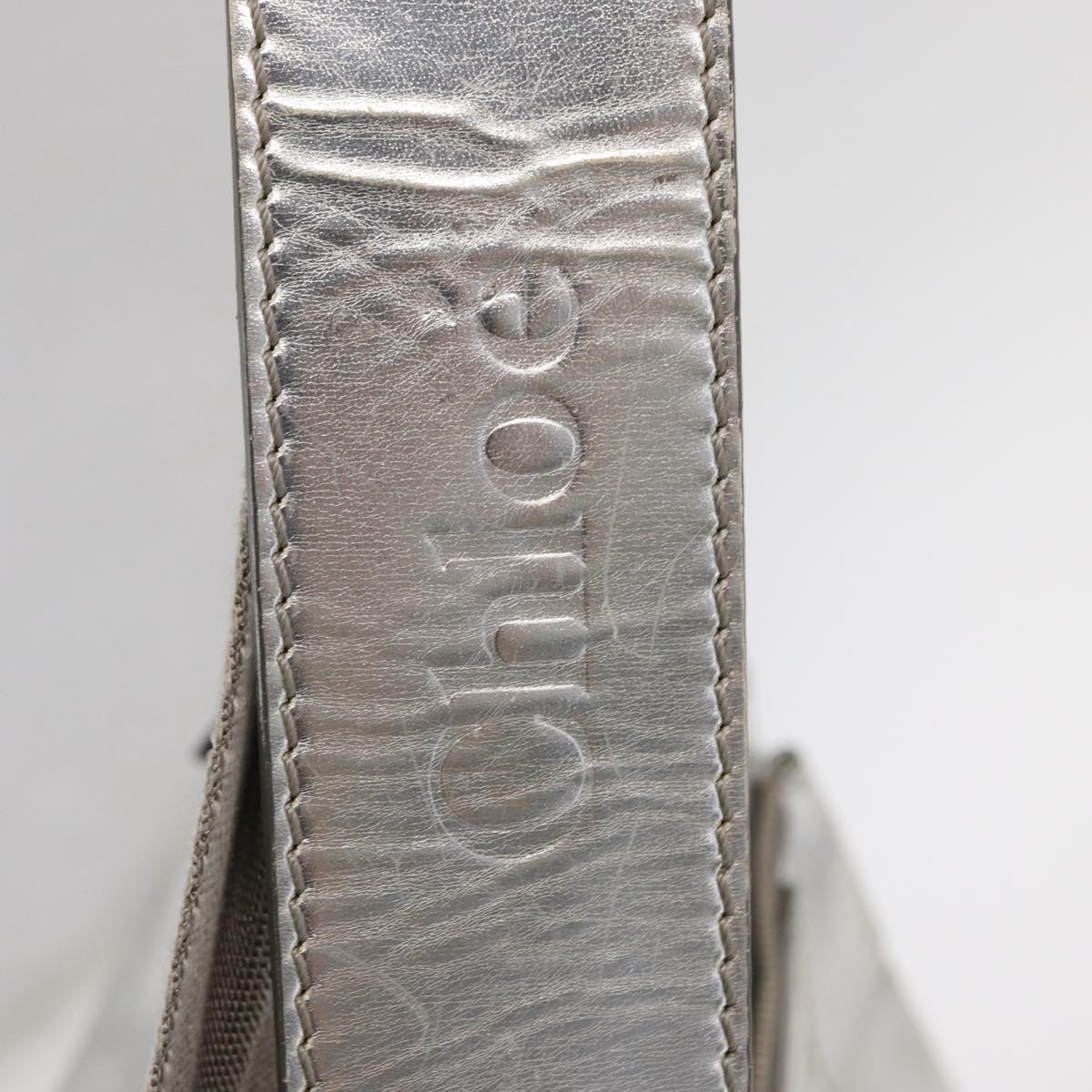 Chloe Tote Bag Leather Silver Auth bs32448