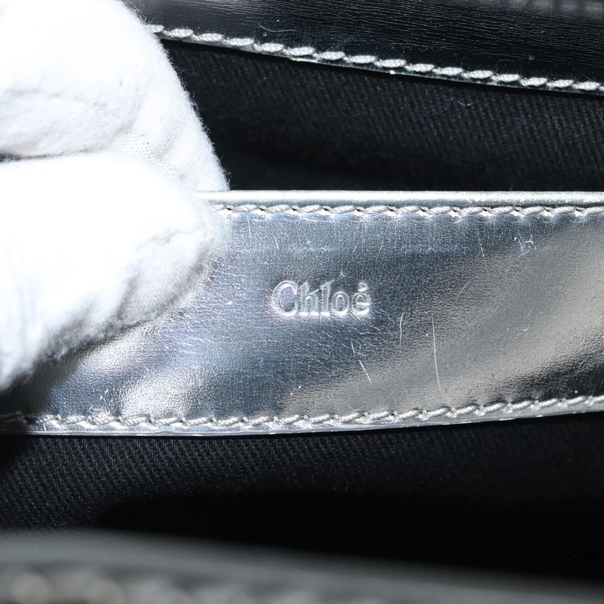 Chloe Tote Bag Leather Silver Auth bs32448