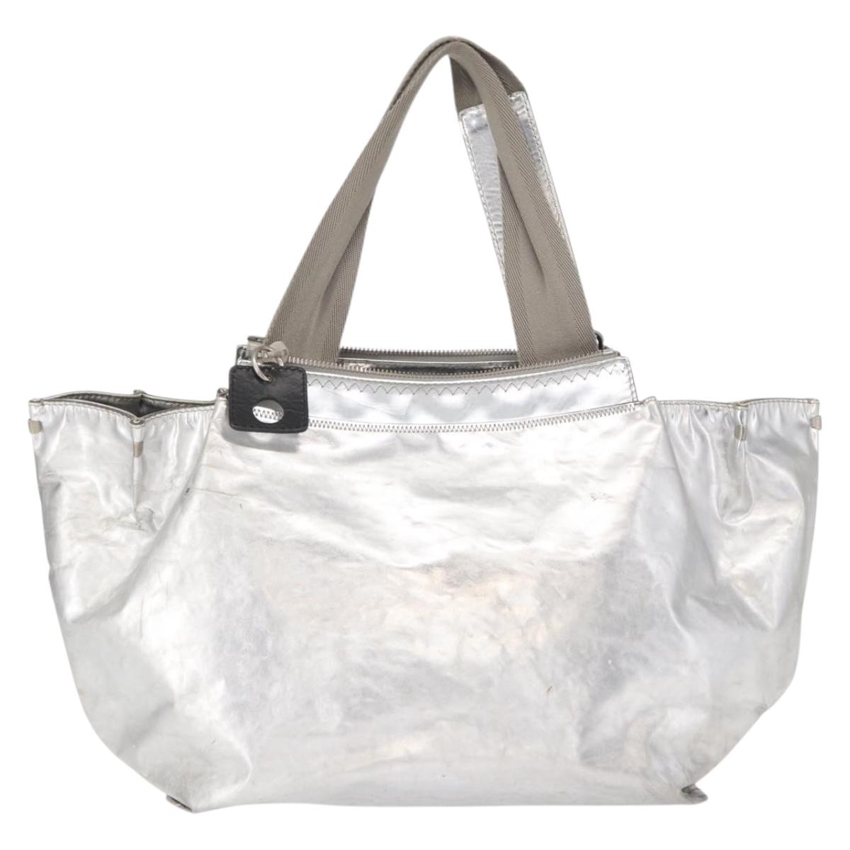Chloe Tote Bag Leather Silver Auth bs32448