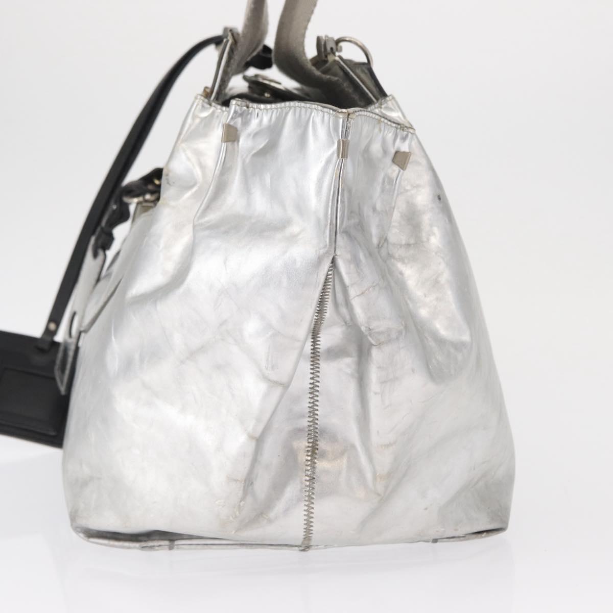 Chloe Tote Bag Leather Silver Auth bs32448